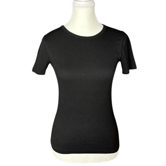 Everlane Women's Black The Ribbed Supima Cotton Crew Neck Tee XS/C26 - Picture 1 of 12